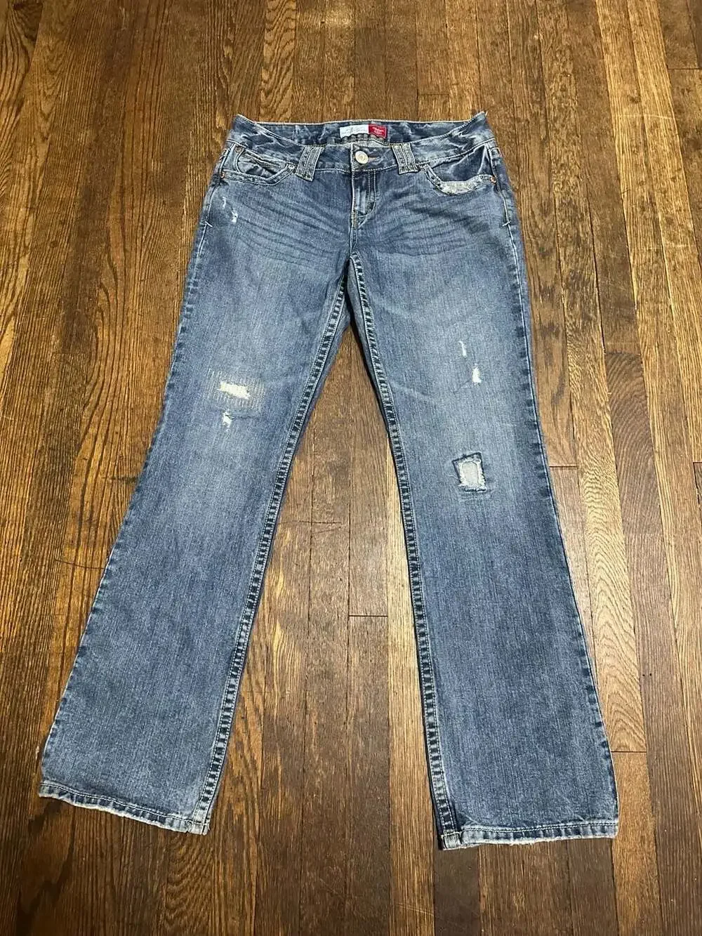 Y2K 90’s Aeropostale Chelsea Skinny Bootcut Distressed Denim Jeans Low Rise 9/10